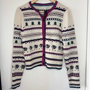 Sundance Catalog Quill Style Fair Isle Wool Knit Cardigan X Small Cottagecore EU